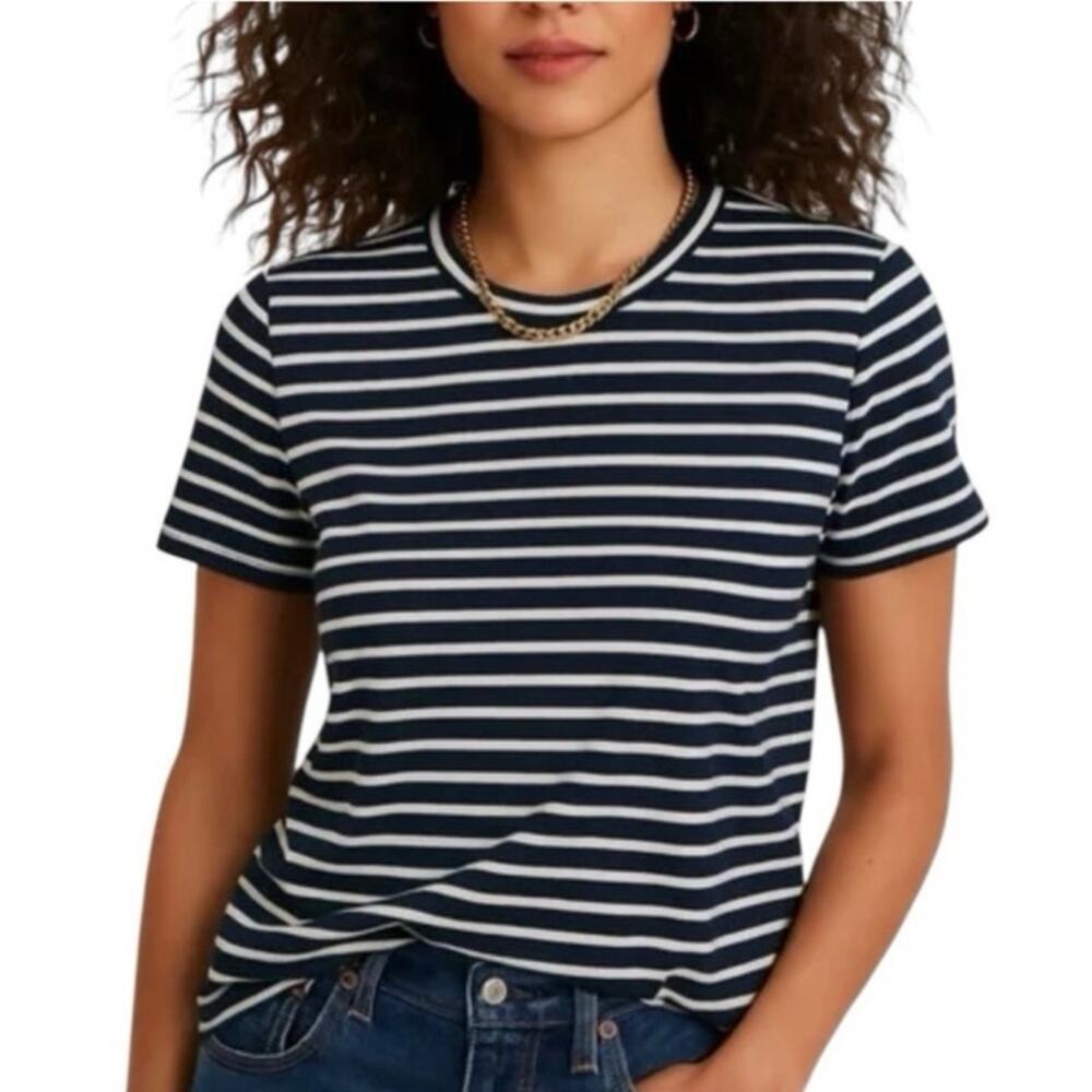 NWT Madewell The Perfect Crewneck Tee In Allday Jersey Dark Navy Blue Size XS